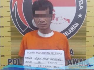 Sat Narkoba Polres Pelabuhan Belawan Ciduk Pengedar Narkoba di Jalan Rawe Pasar 6 Kelurahan Tangkahan